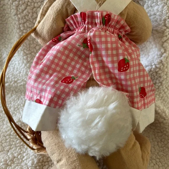 Large Annalee Spring Bunny with Basket Strawberry Dress
